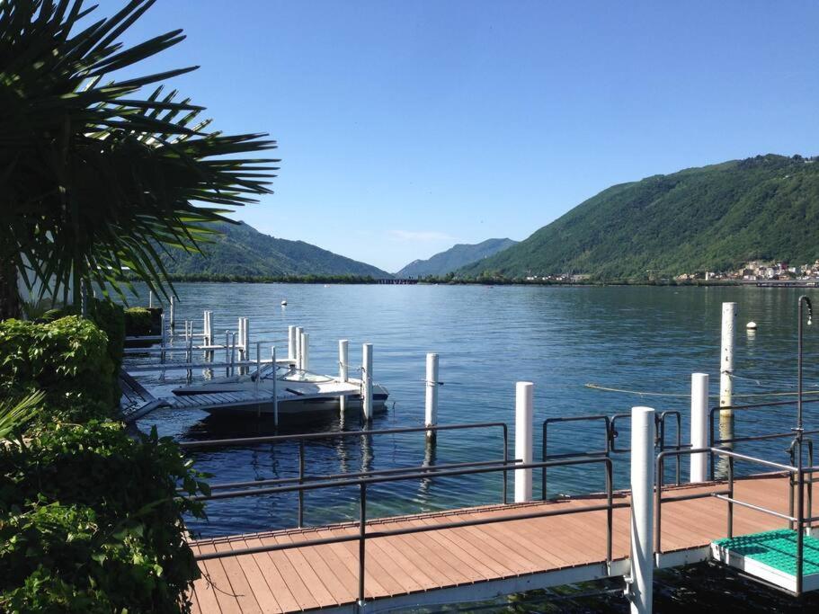 Luganersee, Pool, Strand, Parkplatz, Suite 302 Bissone Buitenkant foto