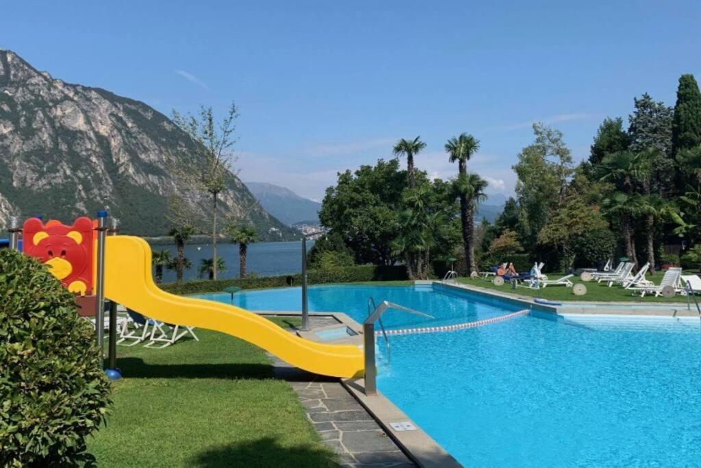 Luganersee, Pool, Strand, Parkplatz, Suite 302 Bissone Buitenkant foto