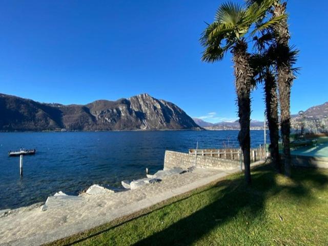 Luganersee, Pool, Strand, Parkplatz, Suite 302 Bissone Buitenkant foto
